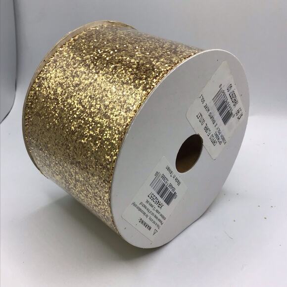 Holiday Ribbon Lot 7 Rolls 2.5" & 1.5" Wired Glitter Mesh Expressions Caffco - Picture 10 of 13
